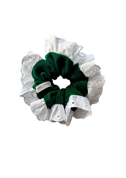 DREAM FRILLS SCRUNCHIE - GREEN VELVET