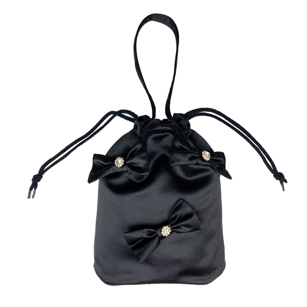 SPARKLE MINI BEAU BLACK SATIN BAG